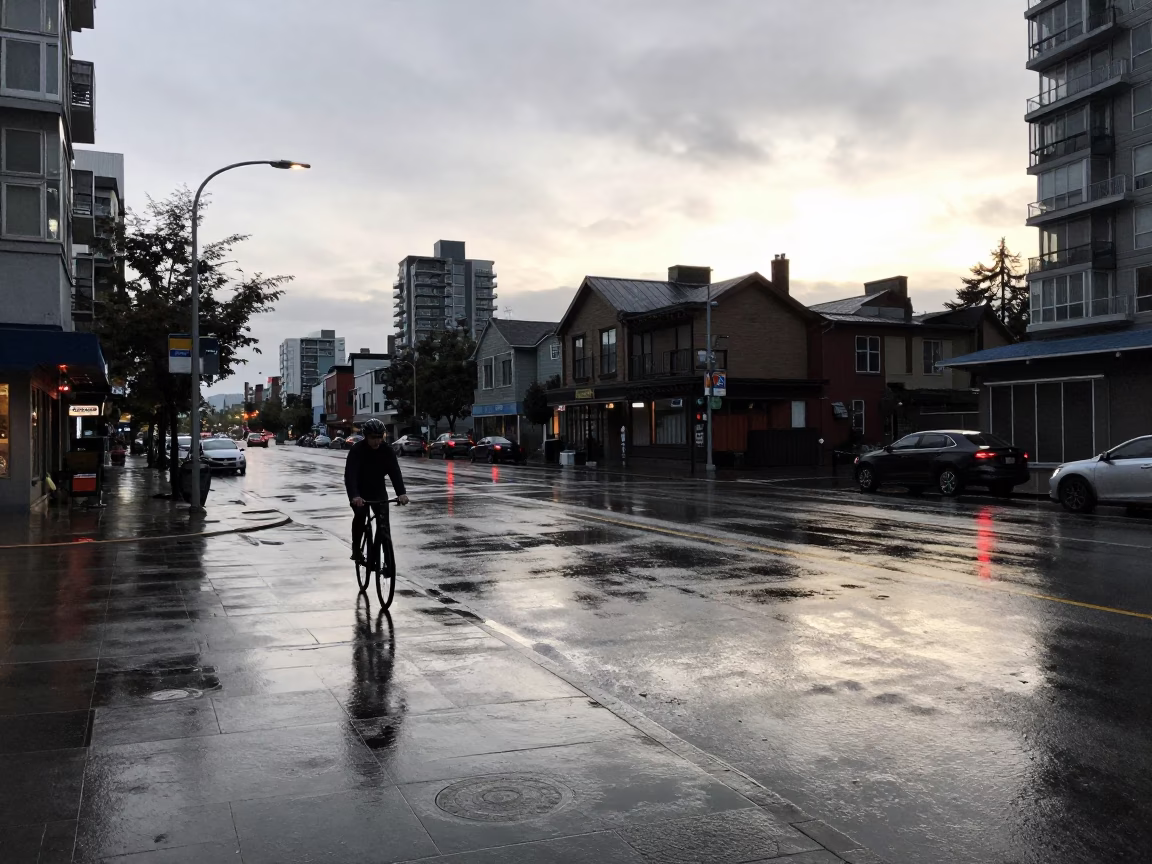 Street Corner in Vancouver in in Vancouver, British Columbia, Canada