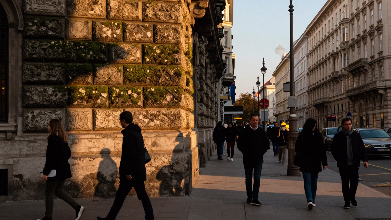 Street Corner in Vienna at Golden Hour in in Vienna, Austria