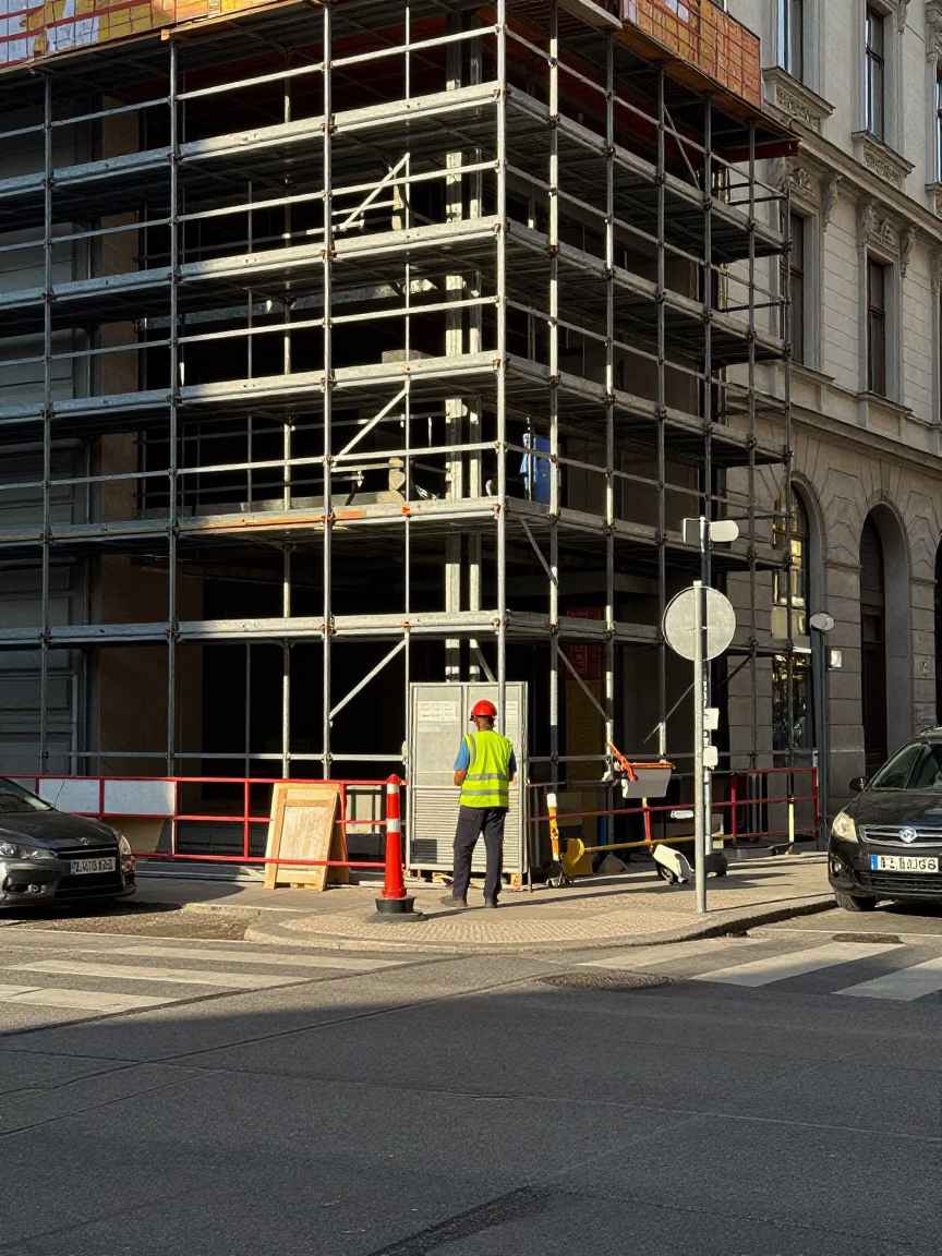 Street Corner in Vienna at The Early Afternoon Light in in Vienna, Austria