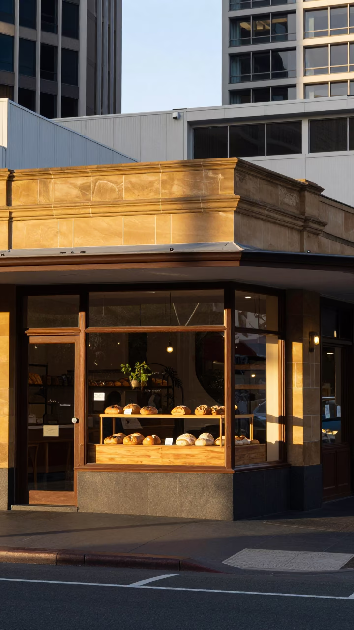 Street Corner just after sunrise in Adelaide in in Adelaide, South Australia, Australia