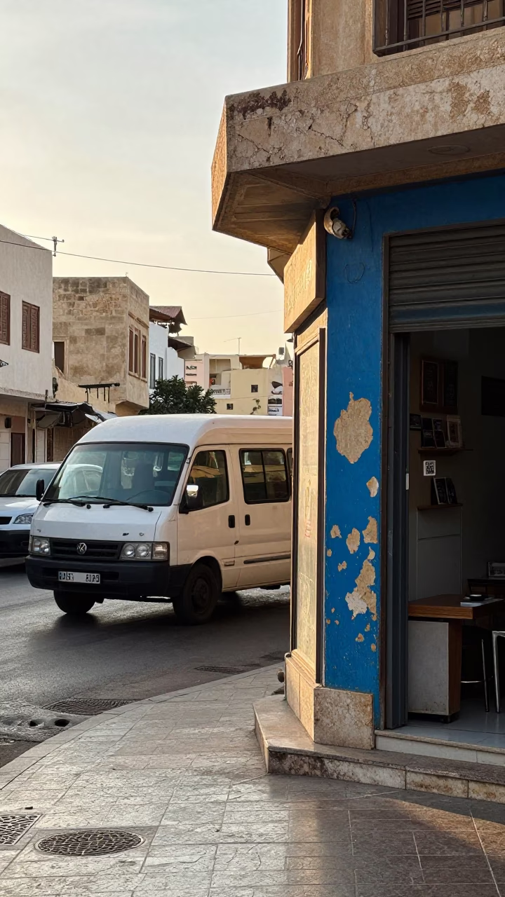 Street Corner just after sunrise in Alexandria in in Alexandria, Egypt