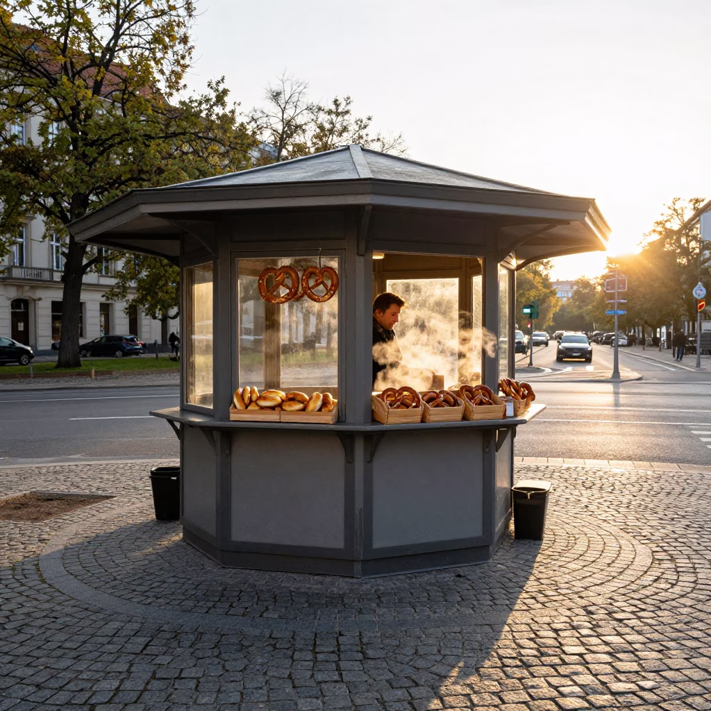 Street Corner just after sunrise in Berlin in in Berlin, Germany