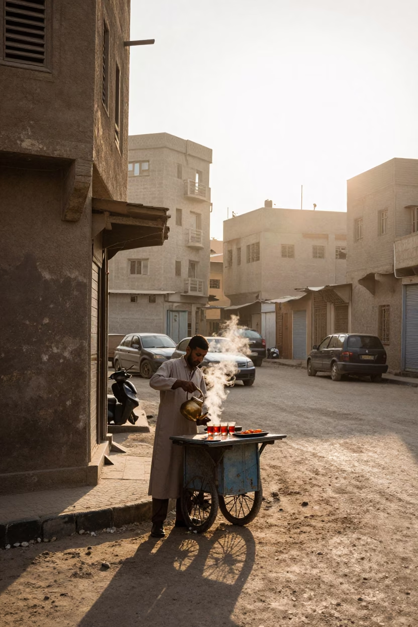 Street Corner just after sunrise in Cairo in in Cairo, Egypt