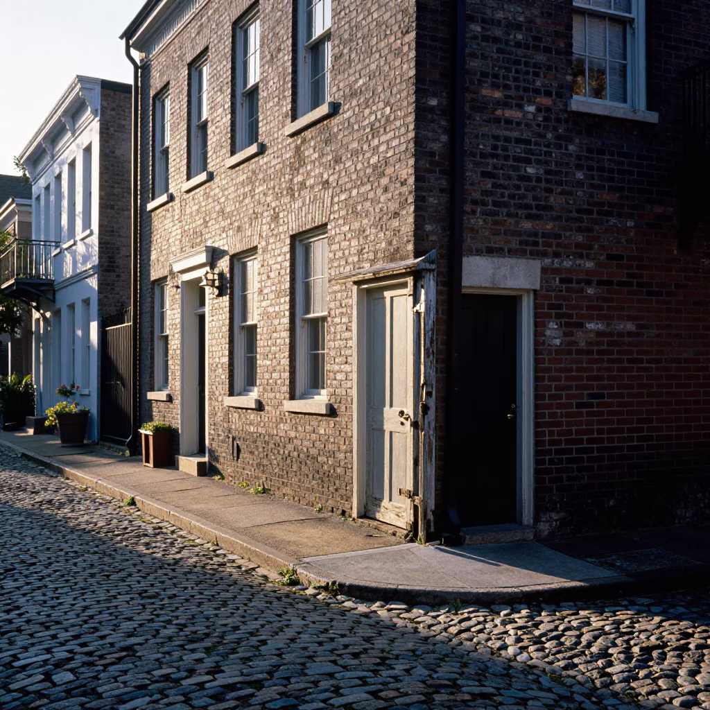 Street Corner just after sunrise in Charleston in in Charleston, South Carolina, United States