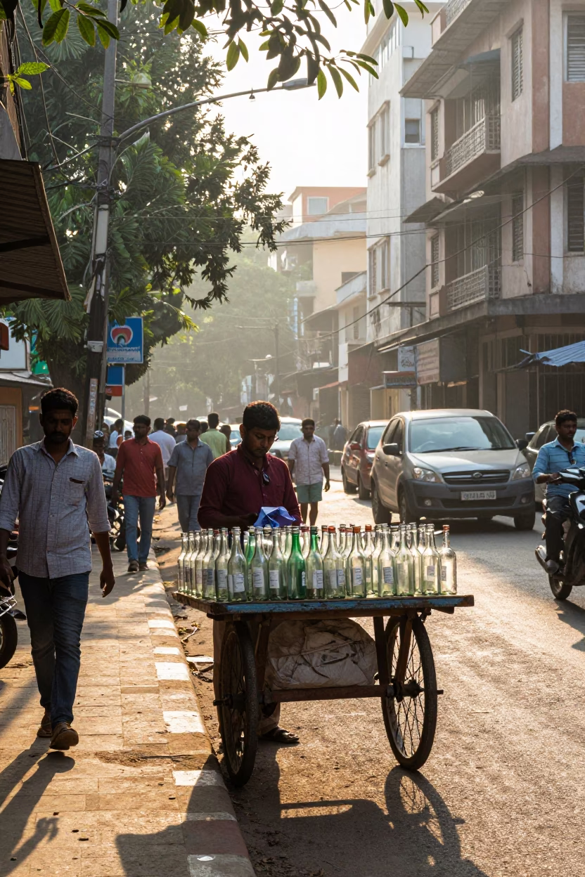Street Corner just after sunrise in Chennai in in Chennai, India