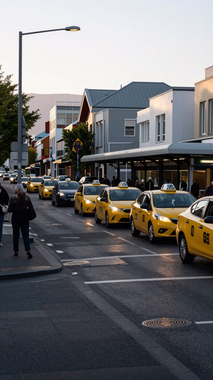 Street Corner just after sunrise in Christchurch in in Christchurch, New Zealand