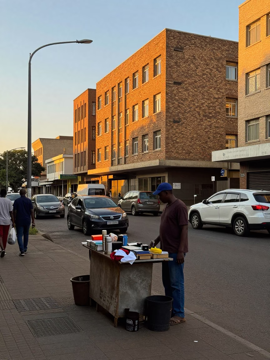 Street Corner just after sunrise in Johannesburg in in Johannesburg, South Africa