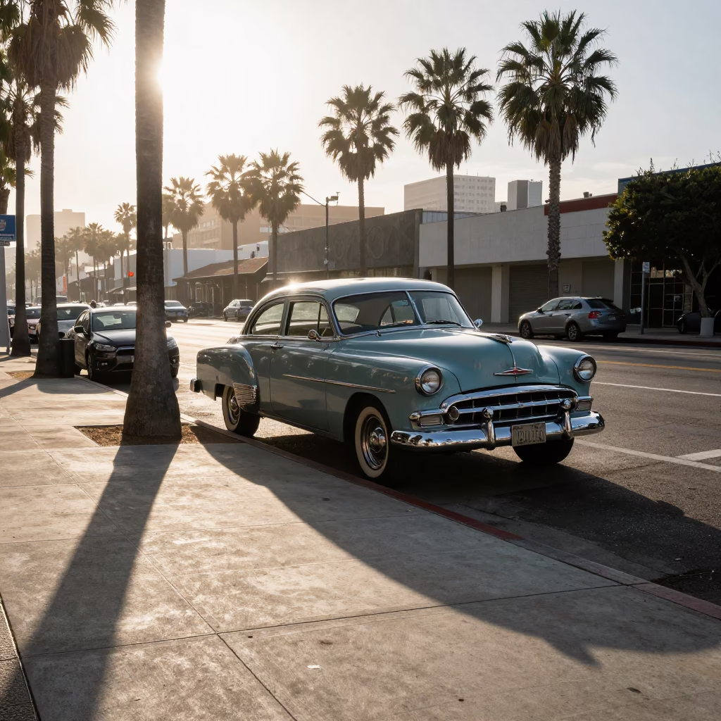 Street Corner just after sunrise in Los Angeles in in Los Angeles, California, United States