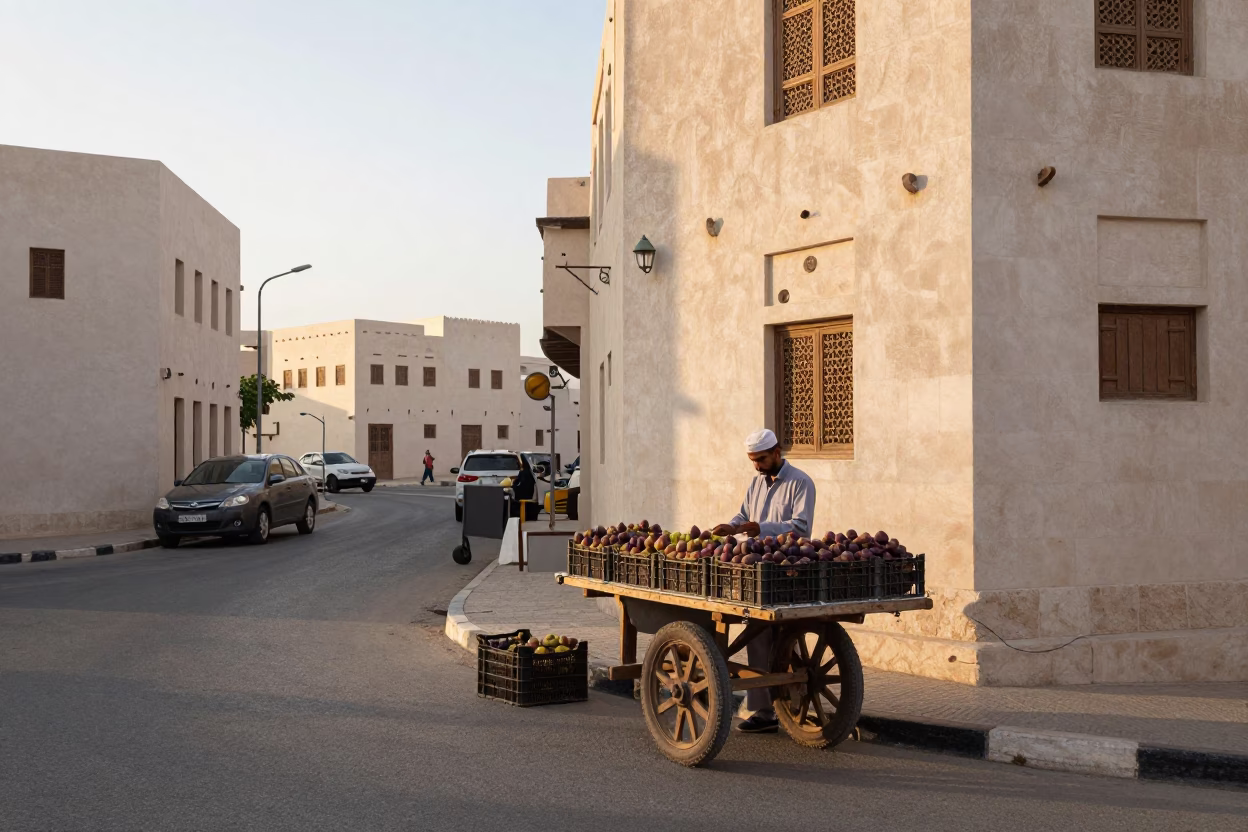 Street Corner just after sunrise in Muscat in in Muscat, Oman