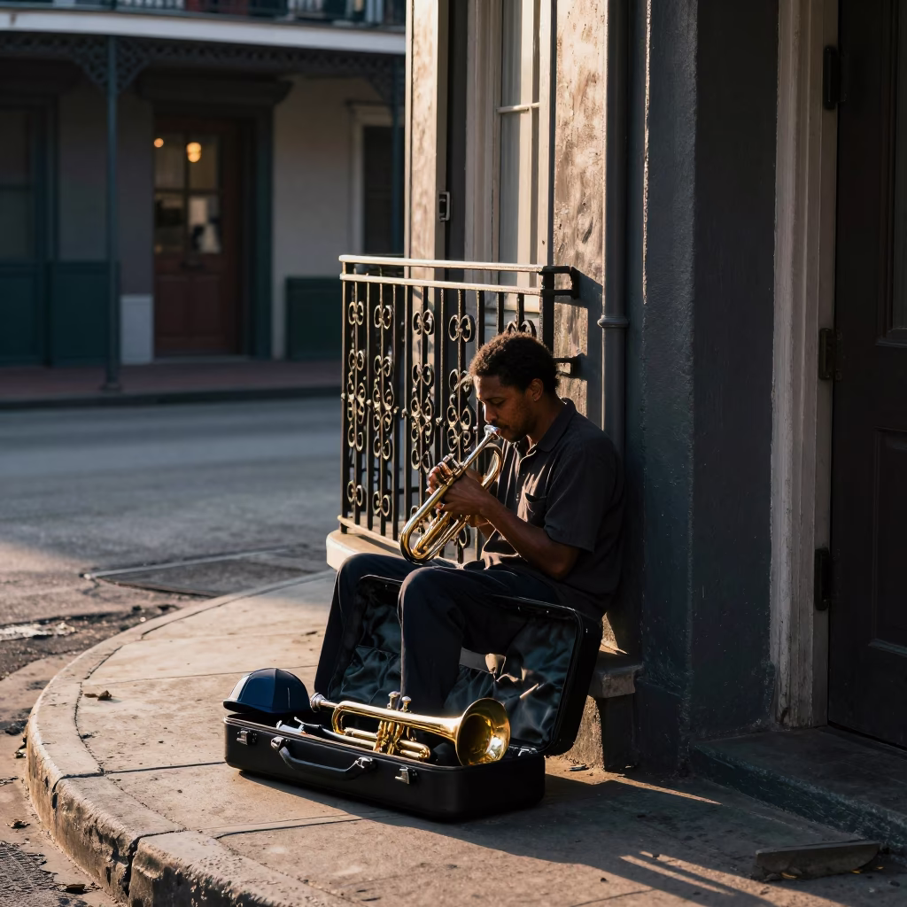 Street Corner just after sunrise in New Orleans in in New Orleans, Louisiana, United States