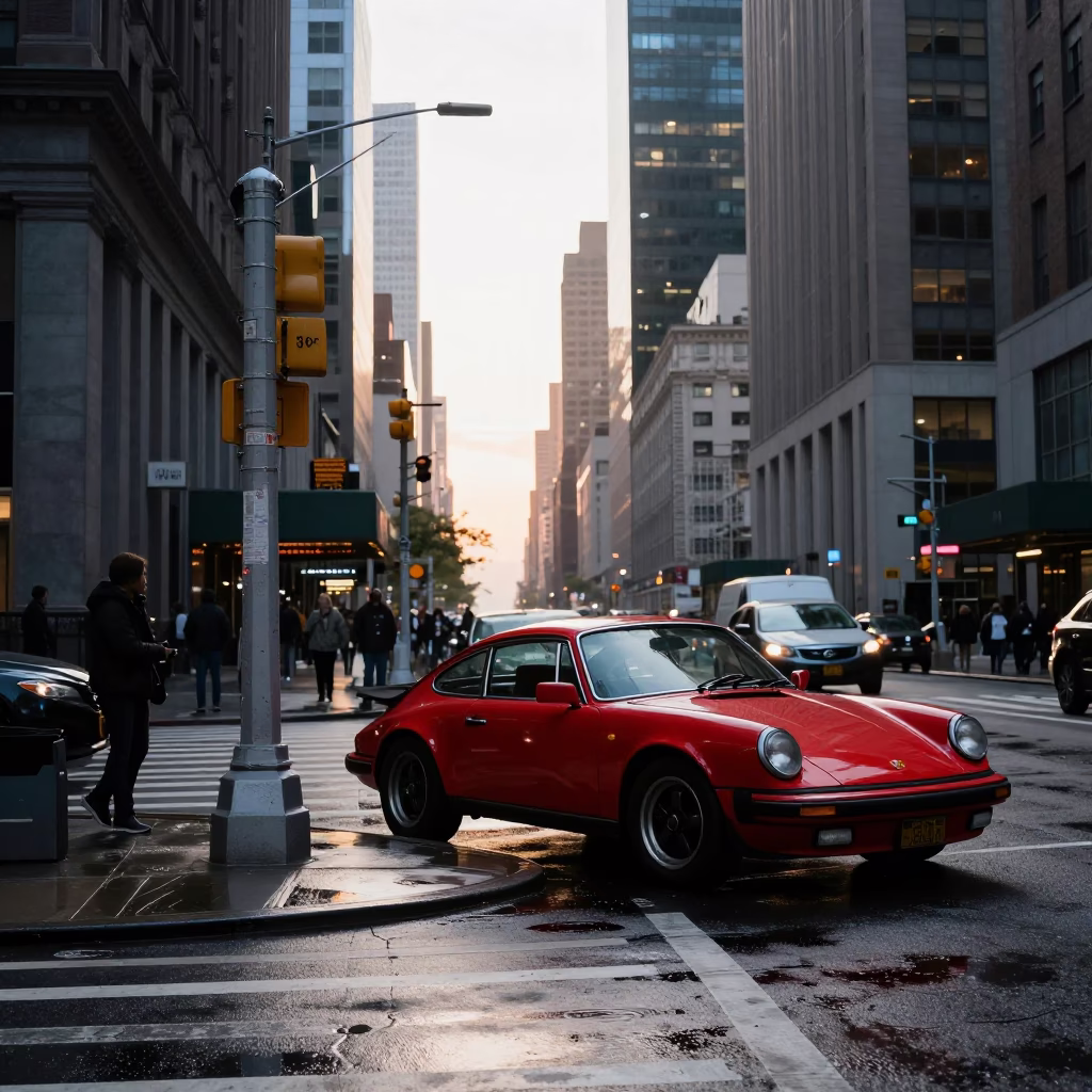 Street Corner just after sunrise in New York in in New York, New York, United States