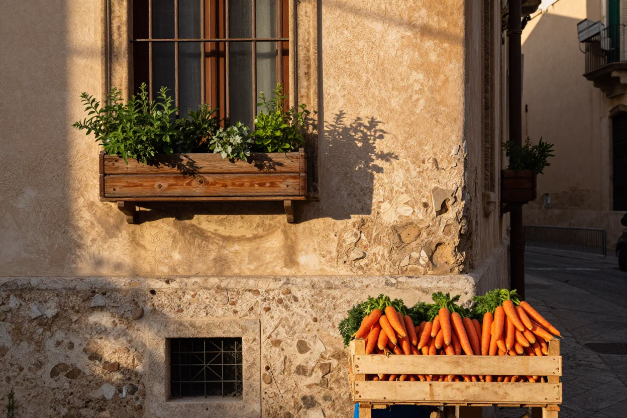Street Corner just after sunrise in Palermo in in Palermo, Italy