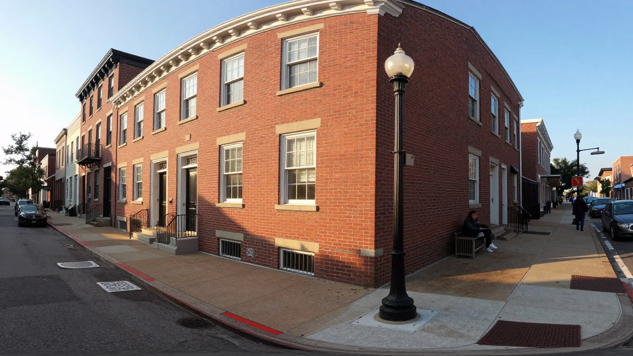Street Corner just after sunrise in Philadelphia in in Philadelphia, Pennsylvania, United States