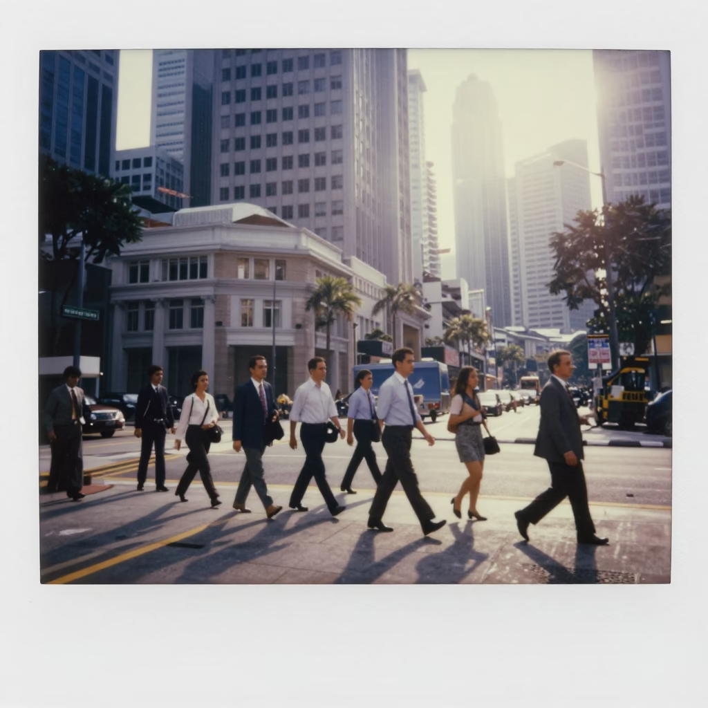 Street Corner just after sunrise in Singapore in in Singapore, Singapore