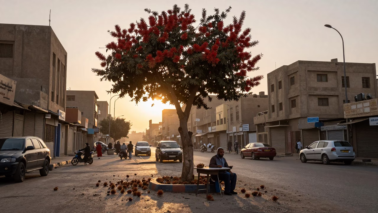 Street Dawn at First Light Of Dawn in Cairo in in Cairo, Egypt