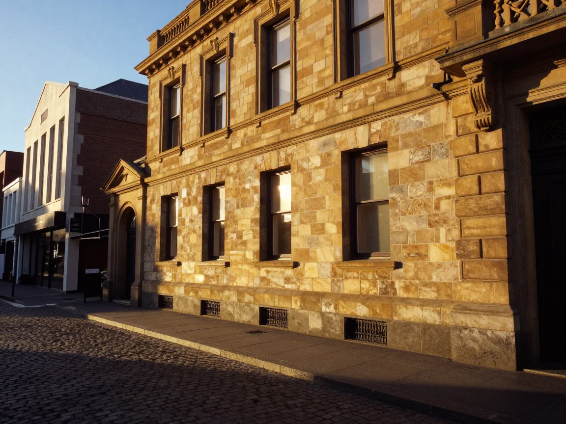 Street Details in Christchurch at Golden Hour in in Christchurch, New Zealand
