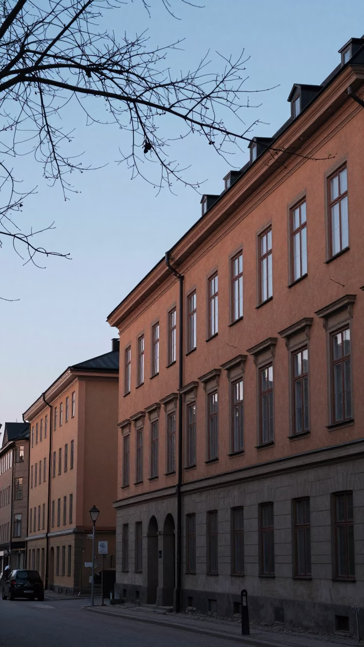 Street Details in Stockholm at First Light Of Dawn in in Stockholm, Sweden