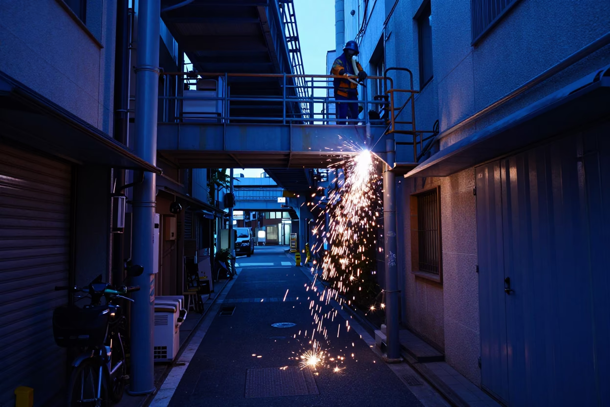 Street Evening in Tokyo at The Last Blue Light Of Evening in in Tokyo, Japan