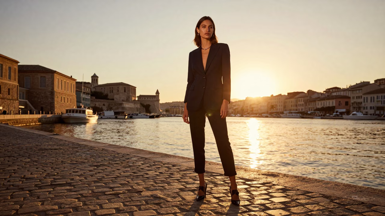 Street Fashion in Marseille at Sunset Light in in Marseille, France