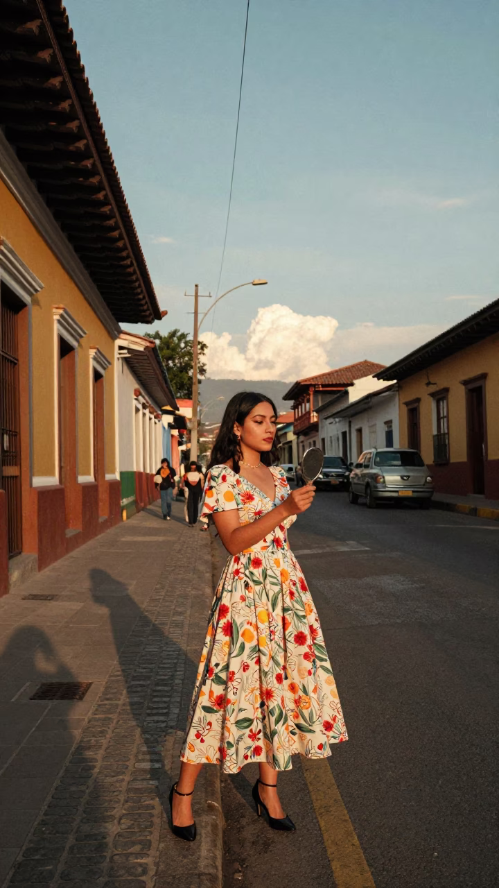 Street Fashion in Medellin at As The Sun Drops Toward The Horizon in in Medellin, Colombia