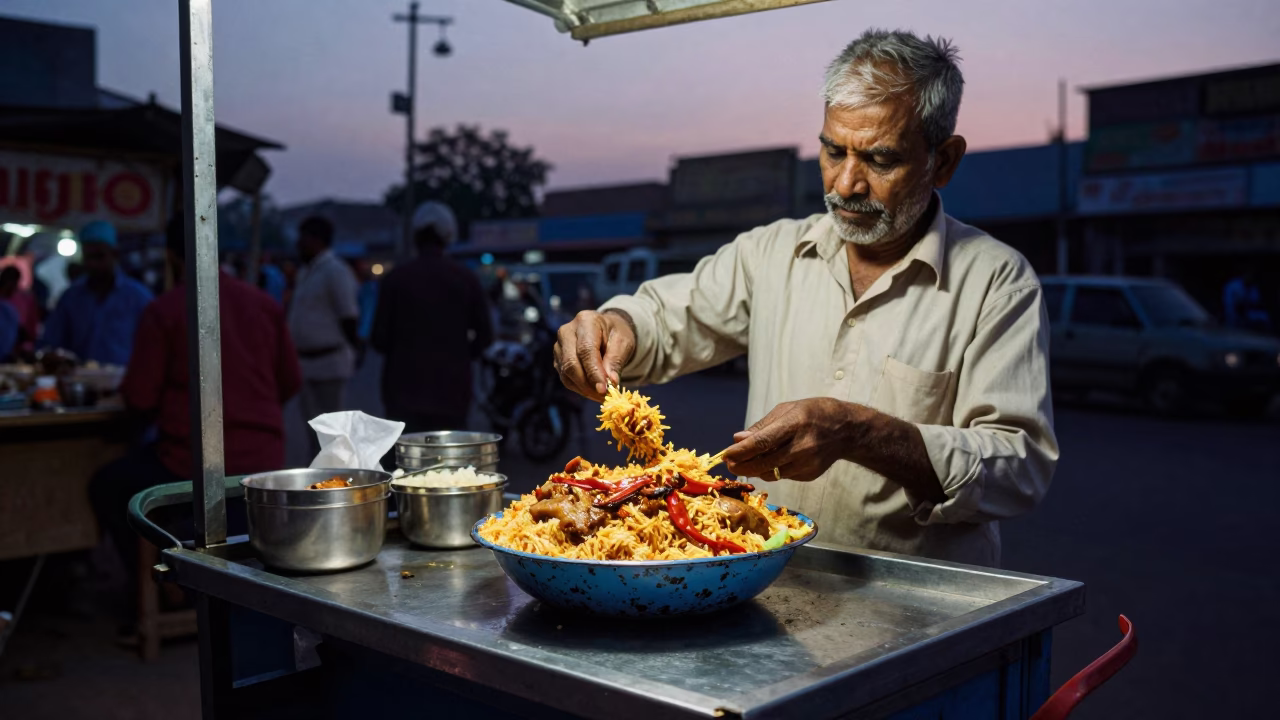 Street Food at Indigo Twilight After Sunset in Hyderabad in in Hyderabad, India