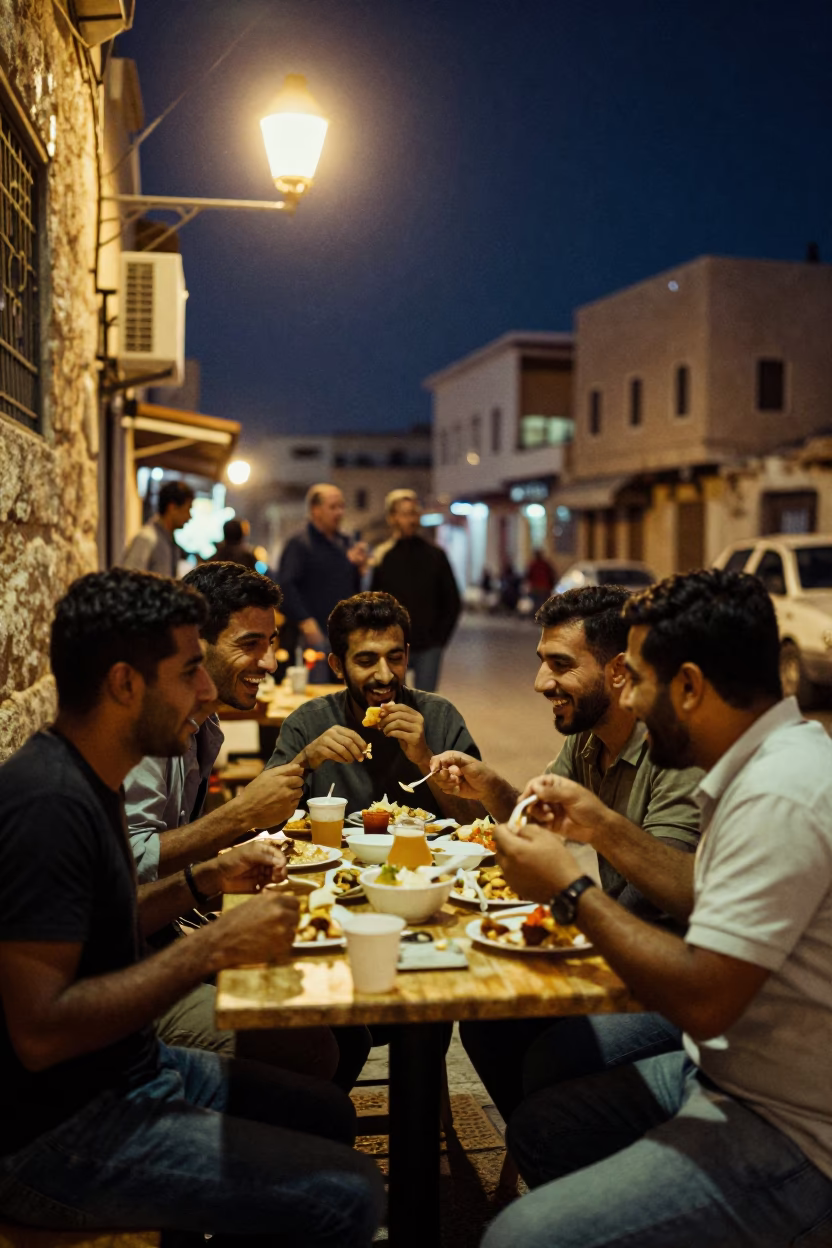 Street Food in Amman at Midnight Light in in Amman, Jordan
