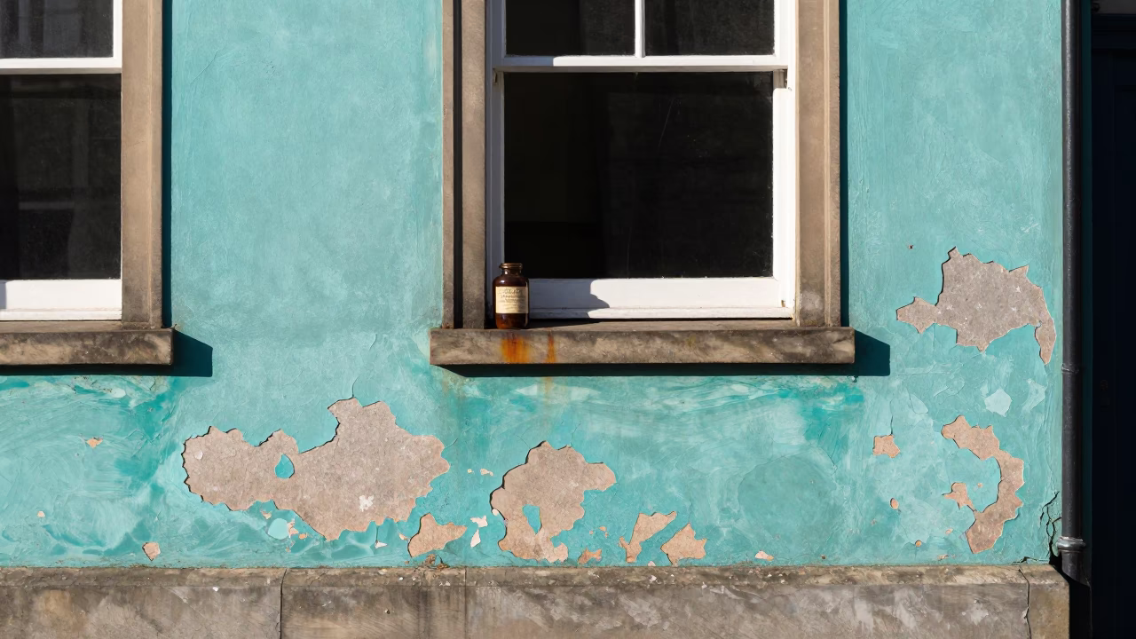 Street in Edinburgh at Flat Noon Light in in Edinburgh, United Kingdom