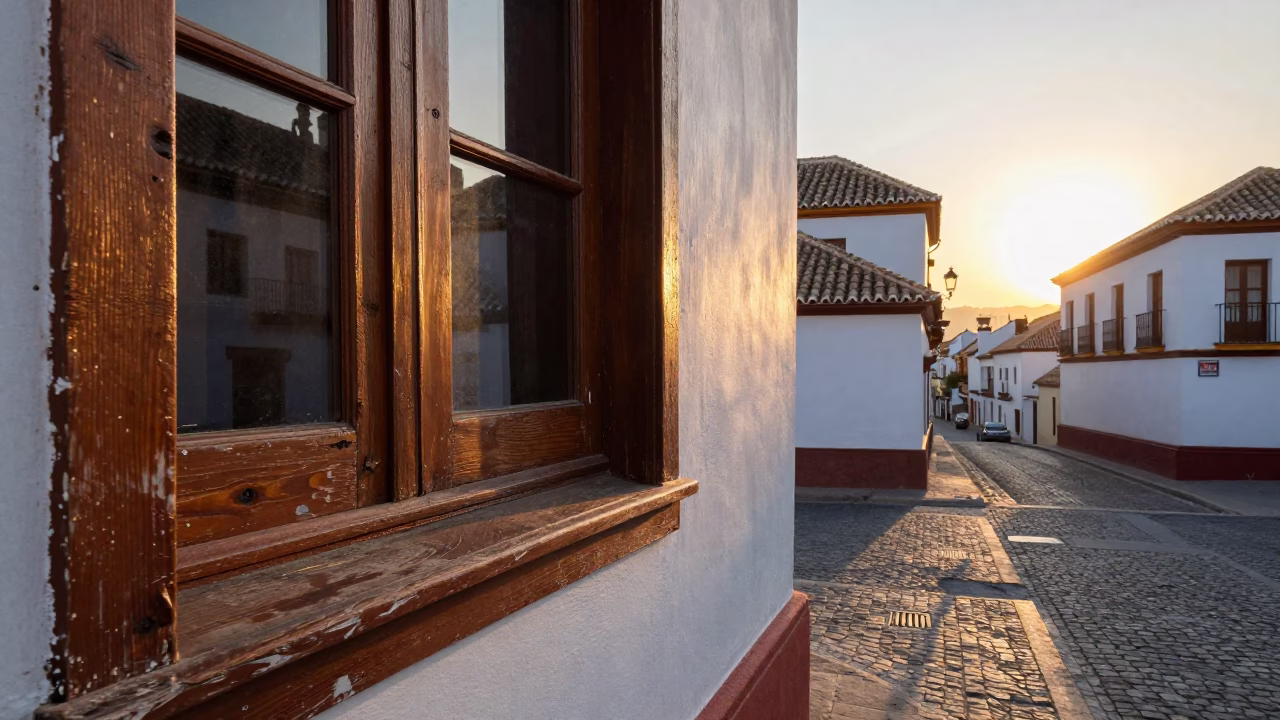 Street just after sunrise in Granada in in Granada, Spain