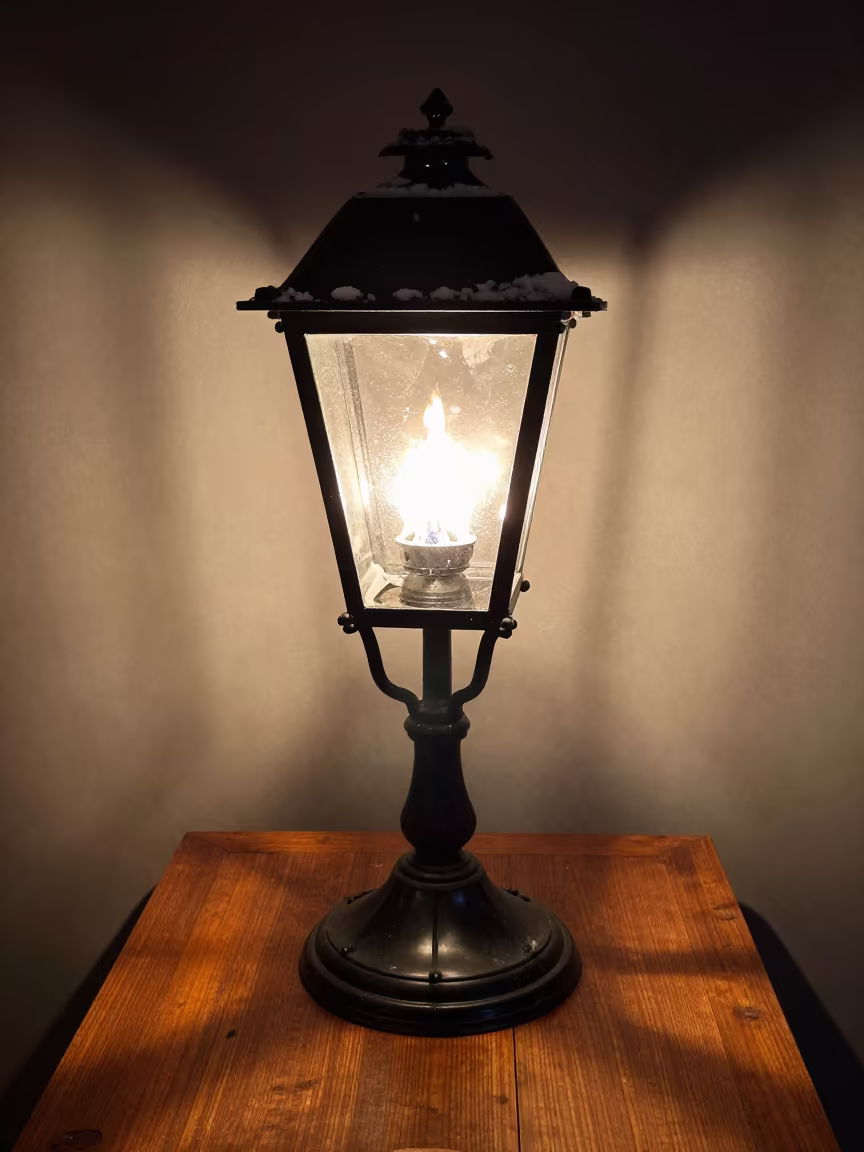 Street Lamp Snow Museum Plinth Night in on a museum plinth in Sapporo