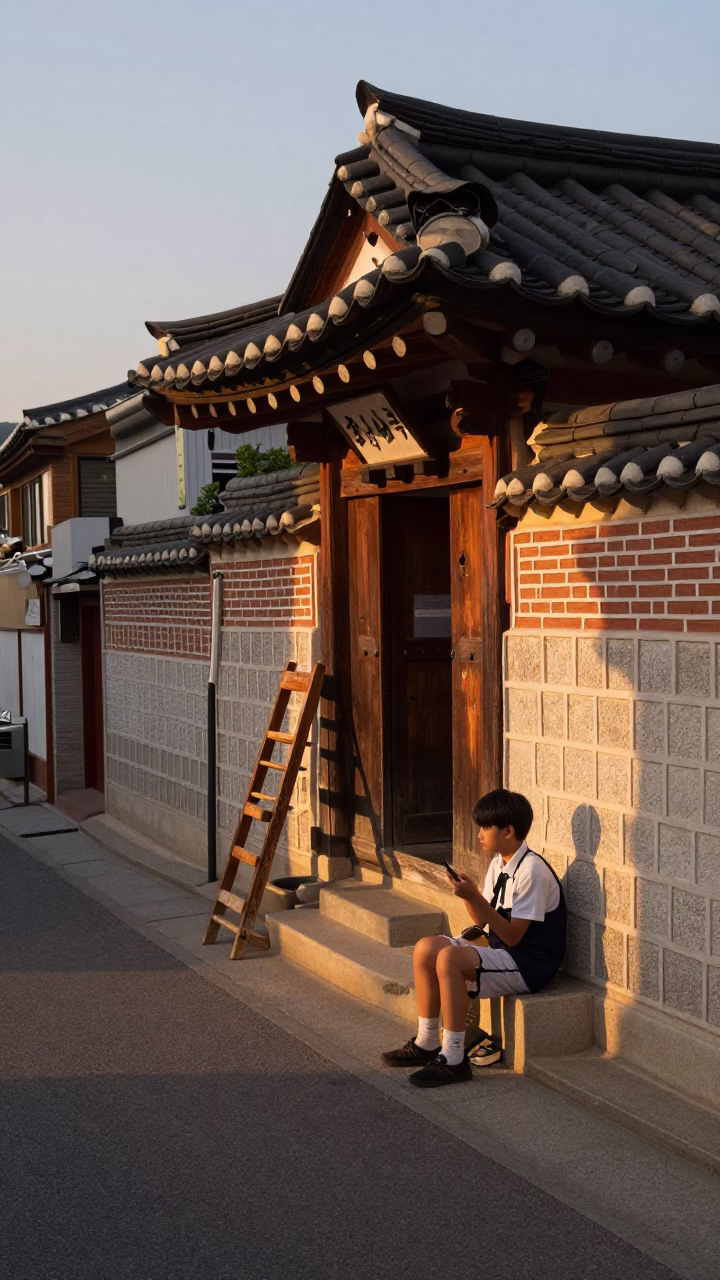 Street Life at Honeyed Evening Light in Seoul in in Seoul, South Korea