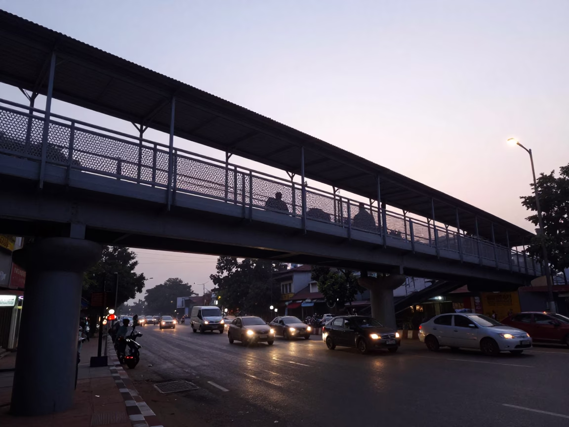 Street Life at Nautical Dawn Light in Hyderabad in in Hyderabad, India