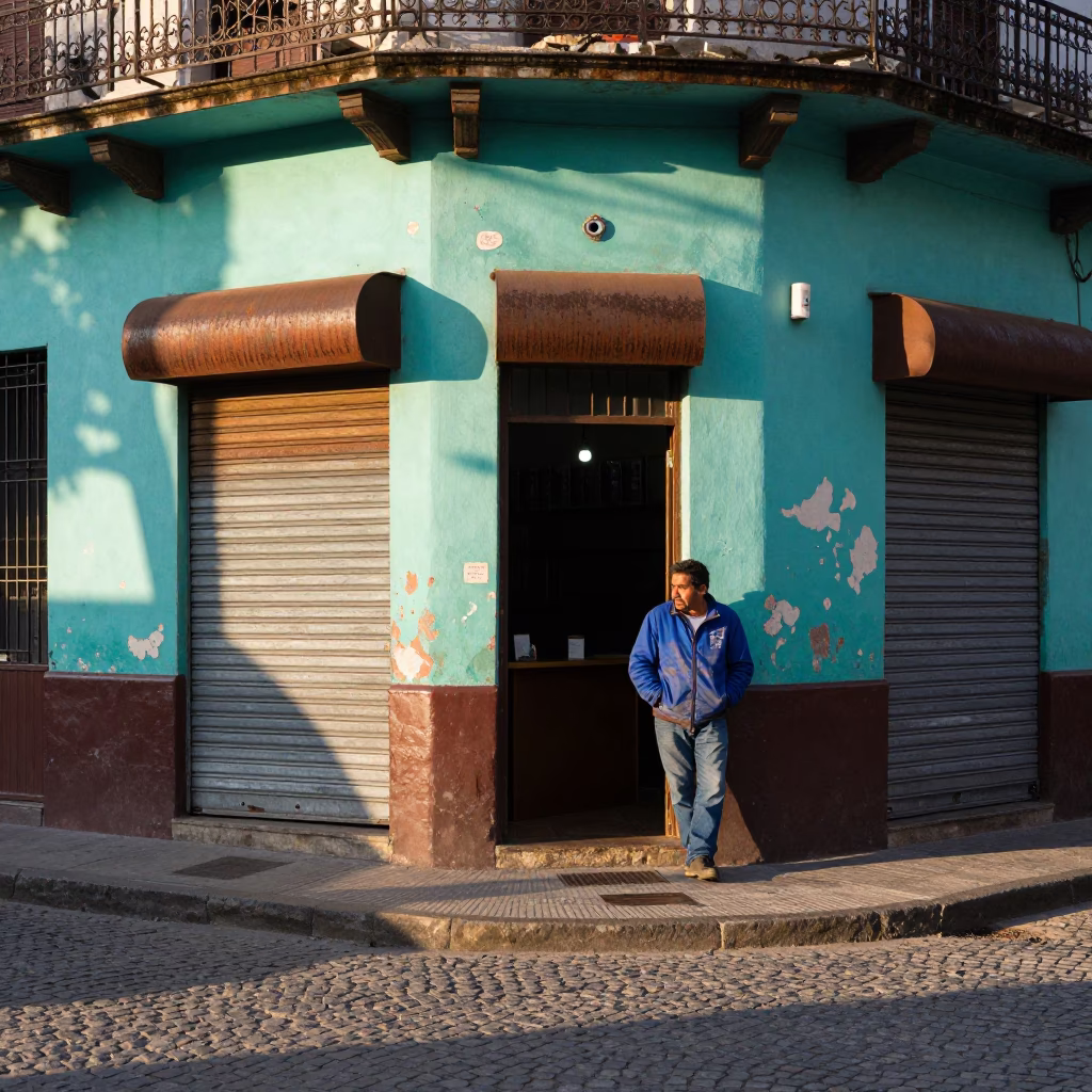 Street Life at The Early Morning Light in Buenos Aires in in Buenos Aires, Argentina