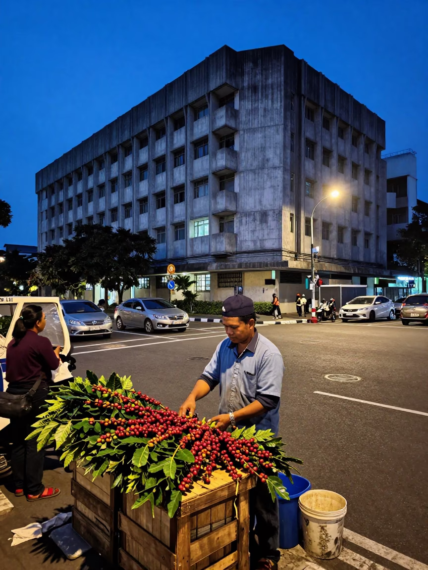 Street Life at The Last Blue Light Of Evening in Surabaya in in Surabaya, Indonesia