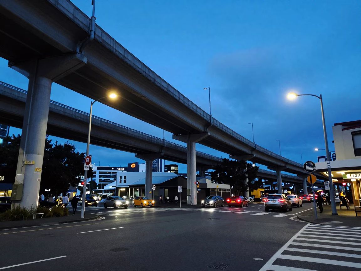 Street Life in Auckland at The Last Blue Light Of Evening in in Auckland, New Zealand