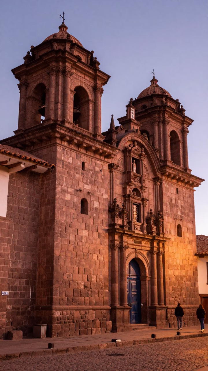 Street Life in Cusco at Copper-toned Light Before Dusk in in Cusco, Peru