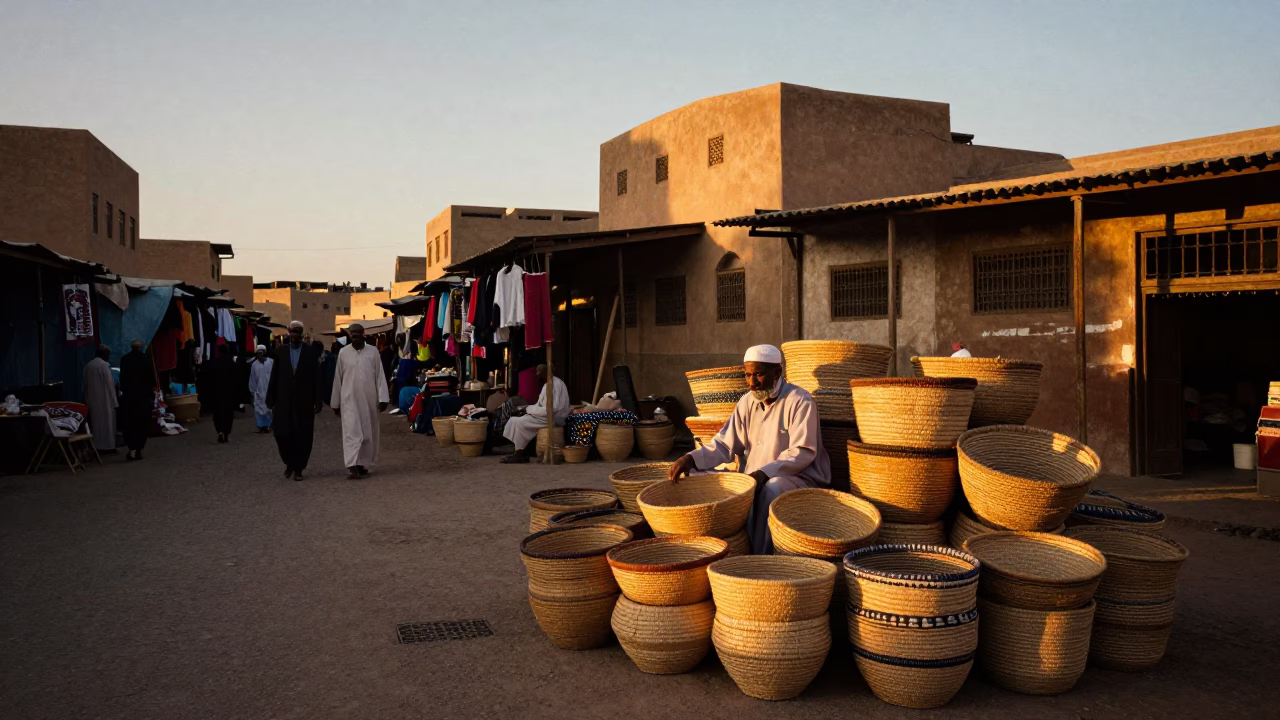 Street Life in Fez at As The Sun Drops Toward The Horizon in in Fez, Morocco