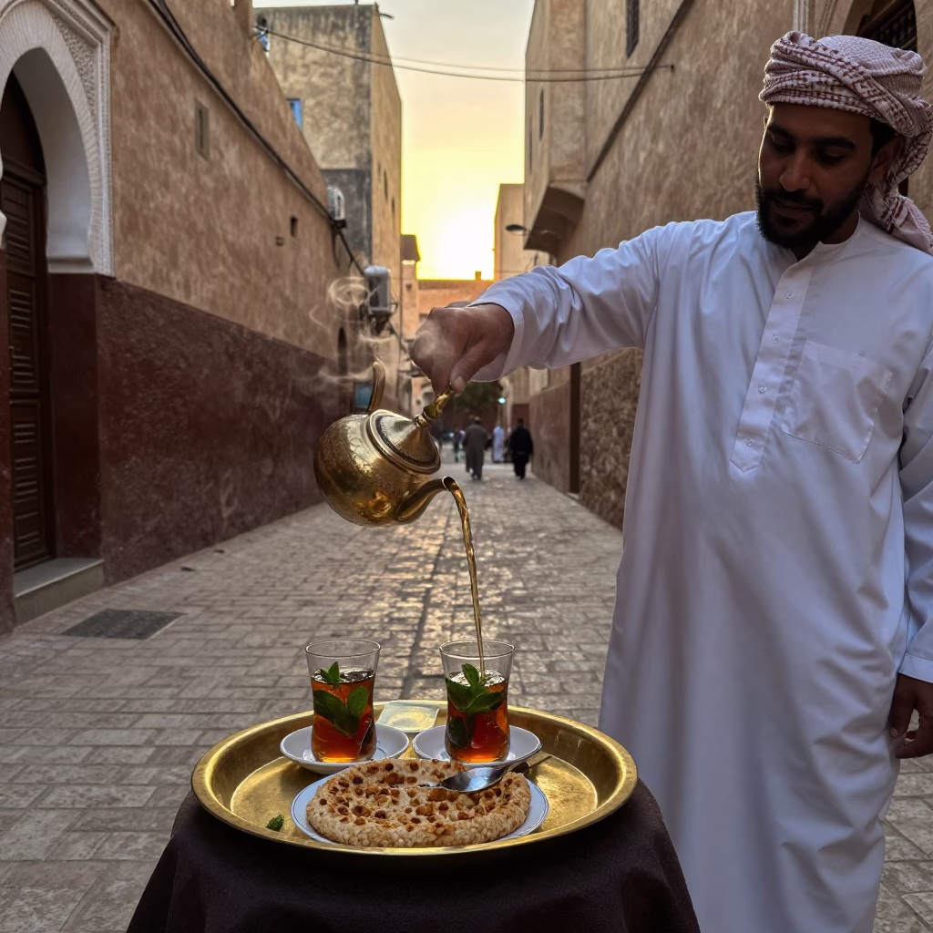 Street Life in Fez at First Light Of Dawn in in Fez, Morocco