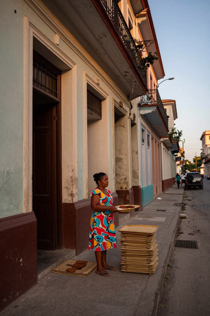 Street Life in Havana at The Early Evening Light in in Havana, Cuba