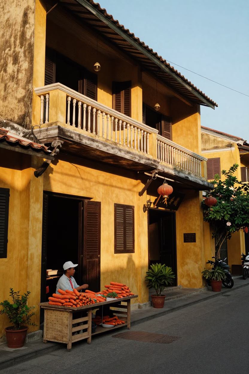 Street Life in Hoi An at Golden Hour in in Hoi An, Vietnam