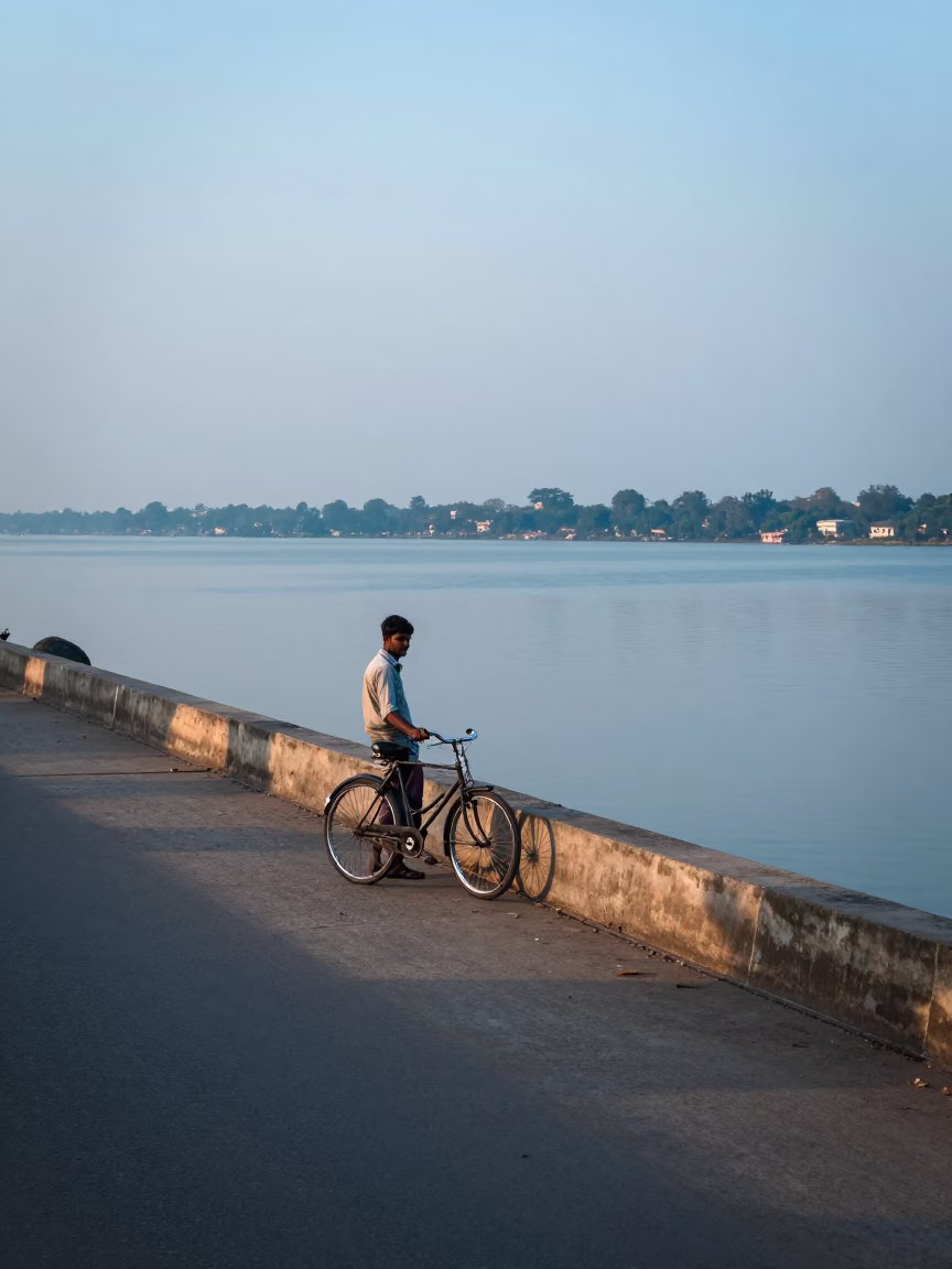 Street Life in Hyderabad at First Light Of Dawn in in Hyderabad, India