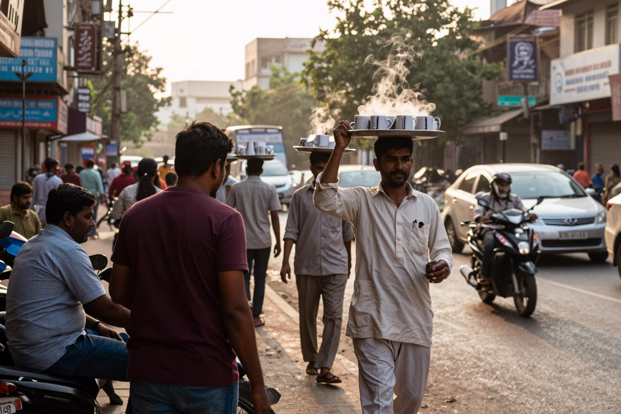 Street Life in Hyderabad at The Late Afternoon Light in in Hyderabad, India