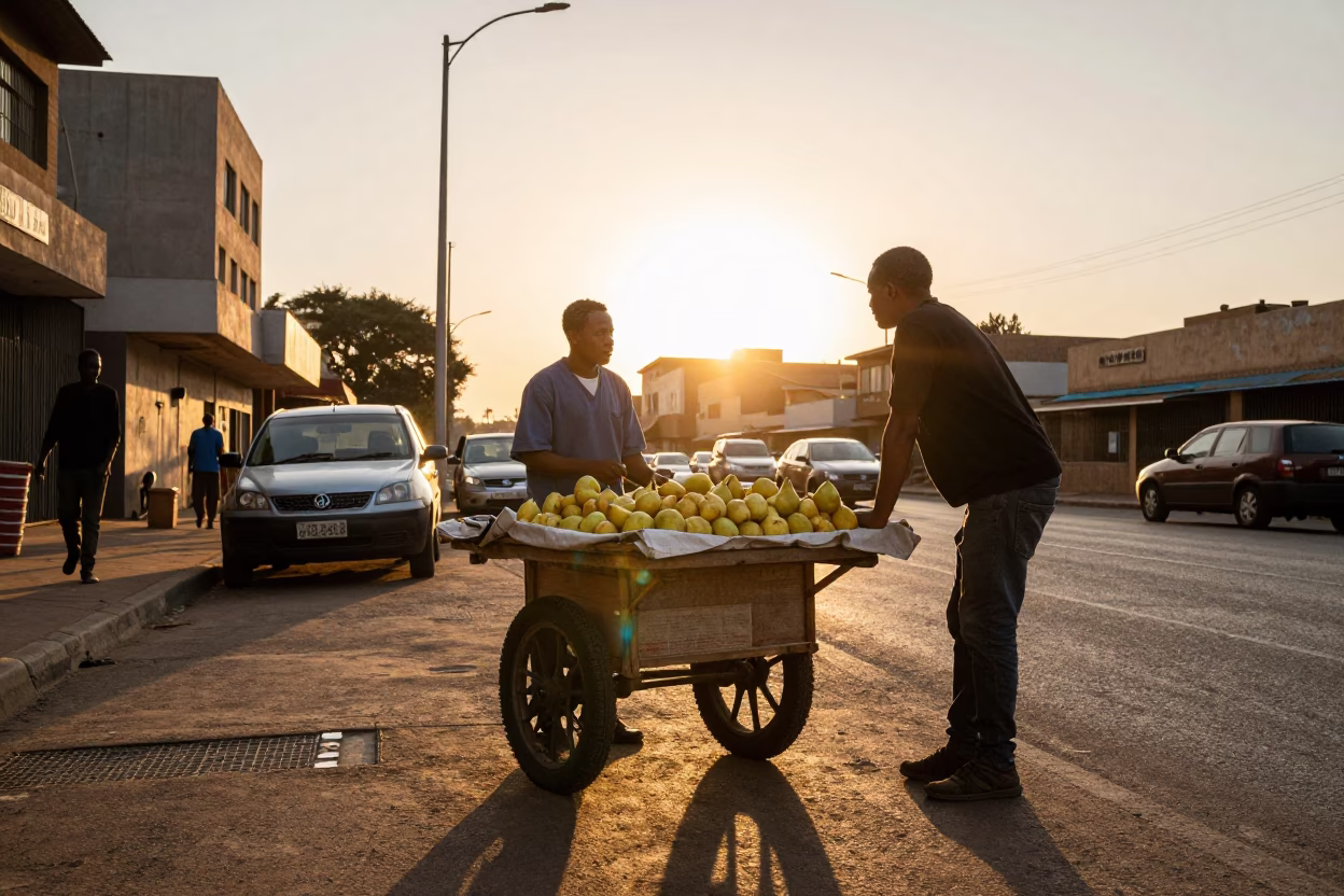 Street Life in Johannesburg at Golden Hour in in Johannesburg, South Africa