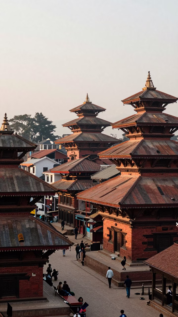 Street Life in Kathmandu at First Light Of Dawn in in Kathmandu, Nepal