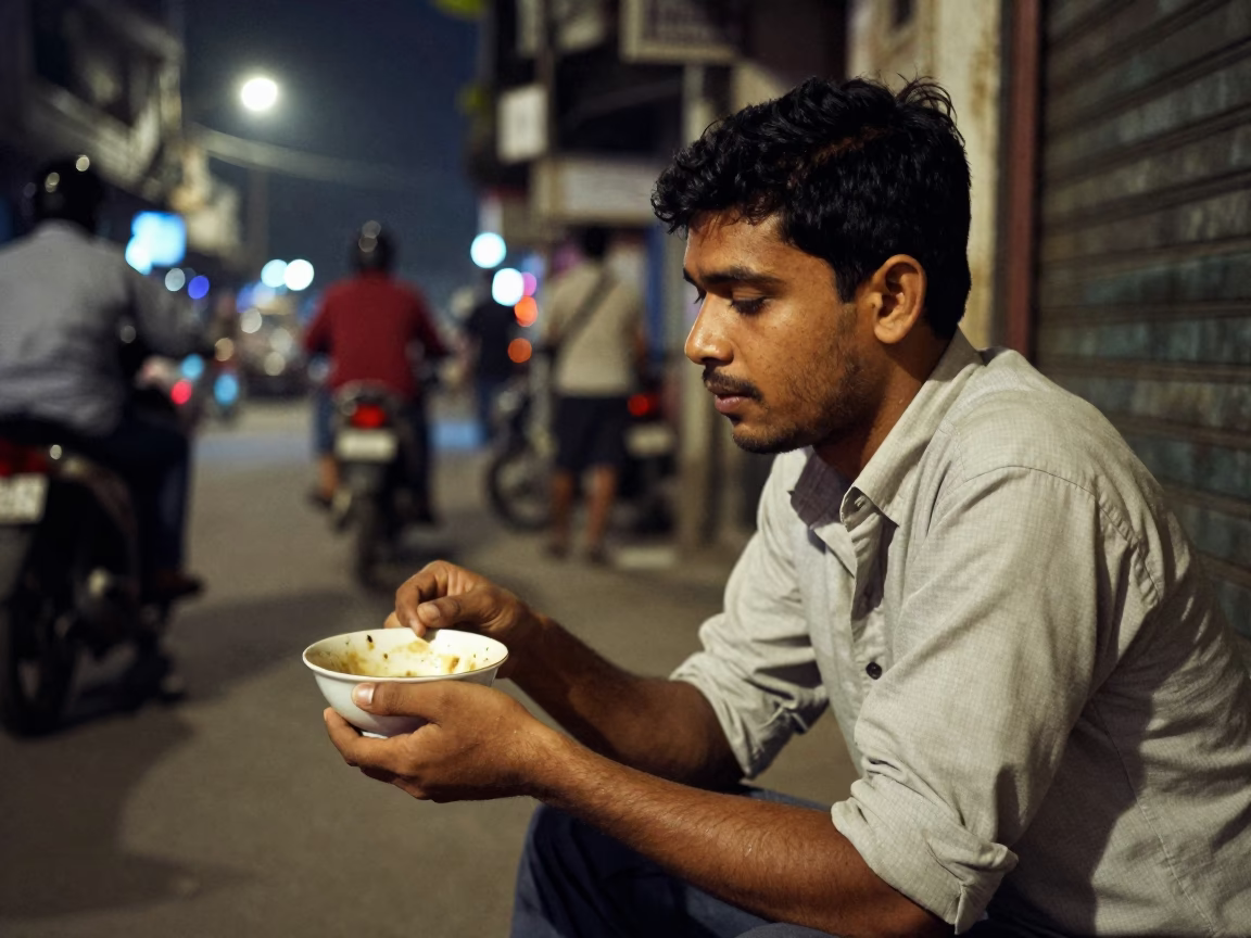 Street Life in Kolkata at Deep In The Night Light in in Kolkata, India
