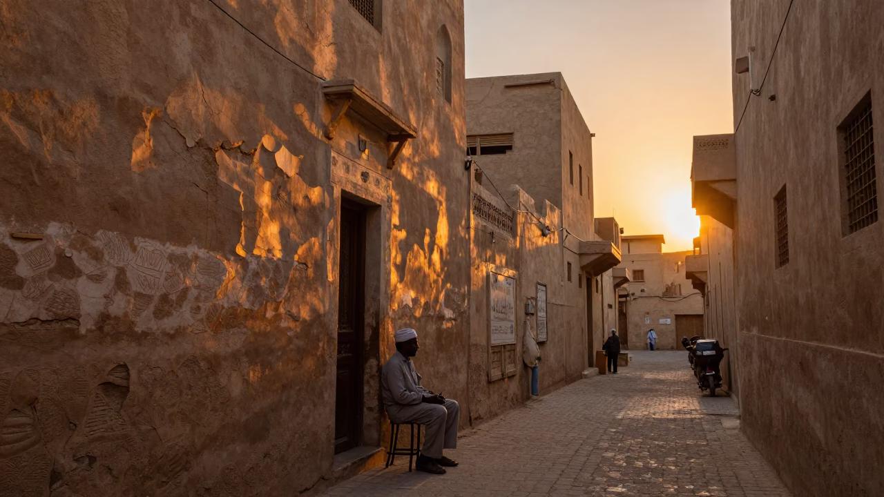 Street Life in Luxor at Sunset Light in in Luxor, Egypt