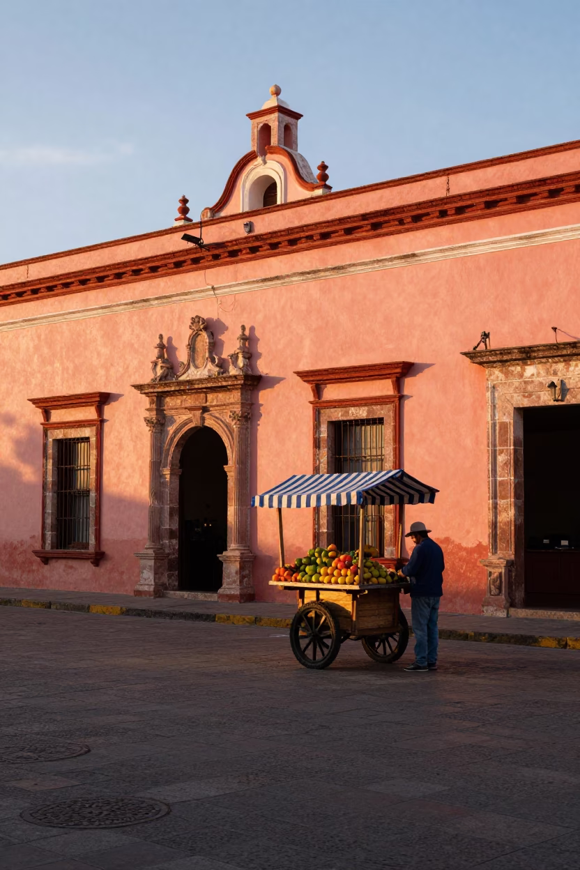 Street Life in Merida at Sunset Light in in Merida, Mexico