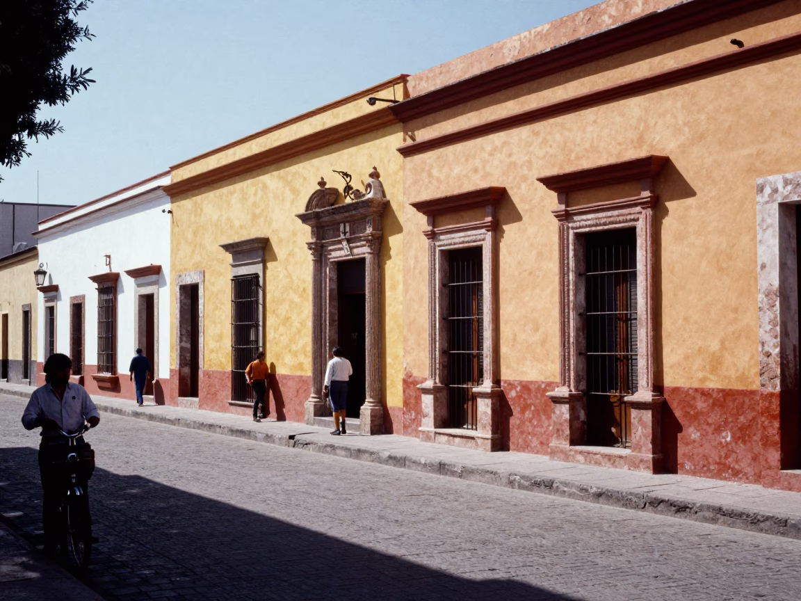 Street Life in Merida at The Flat Glare Of Noon Light in in Merida, Mexico