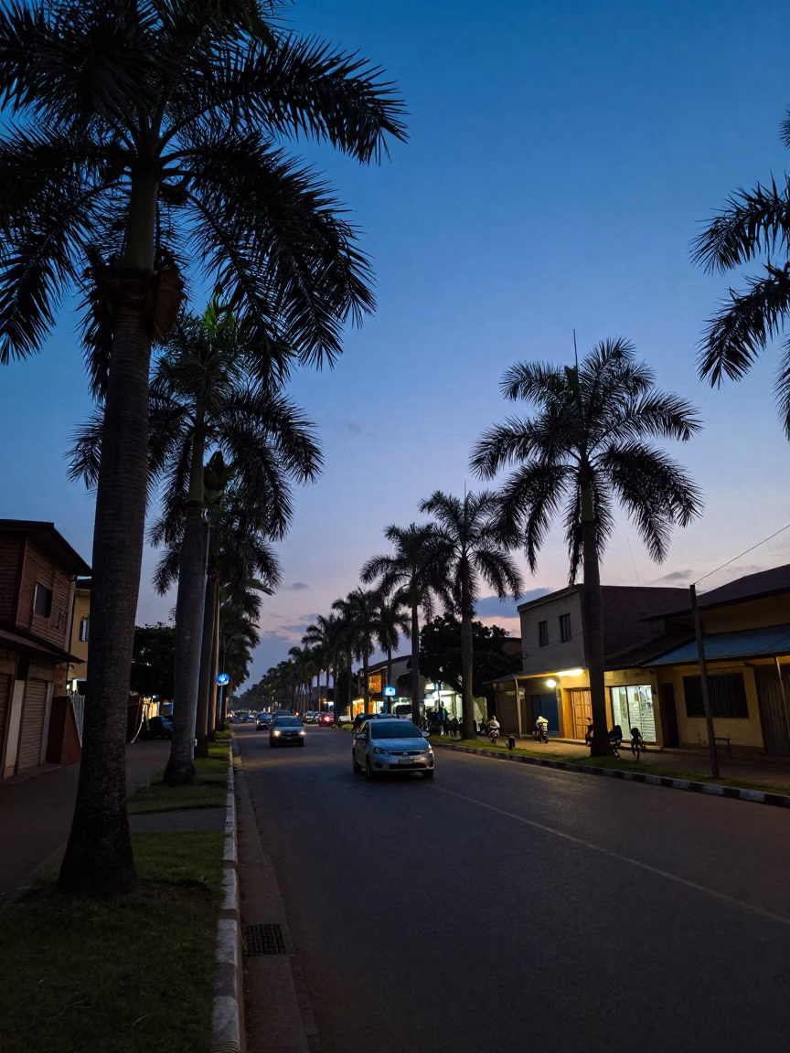 Street Life in Nairobi at The Still Hours Before Dawn Light in in Nairobi, Kenya