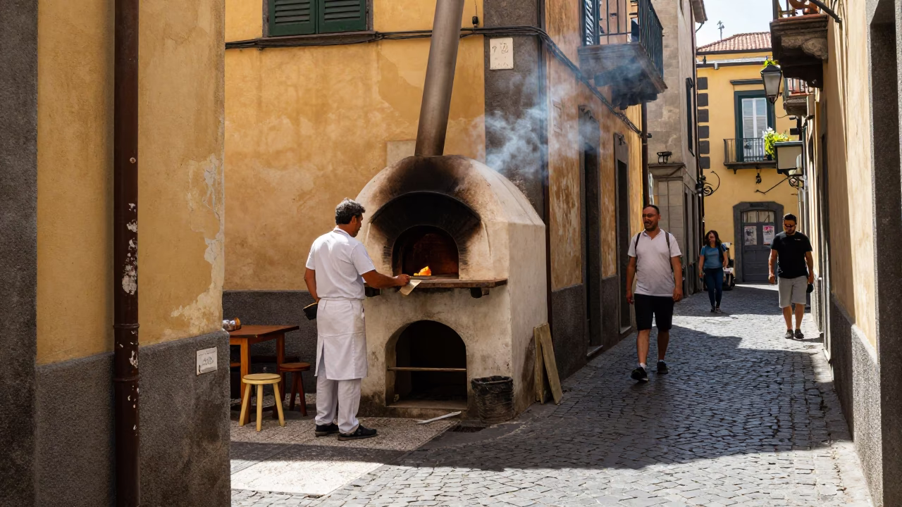 Street Life in Naples at Midday Light in in Naples, Italy