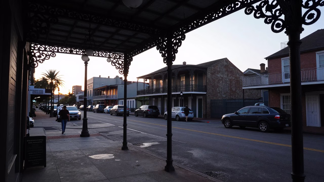 Street Life in New Orleans at The Early Morning Light in in New Orleans, Louisiana, United States